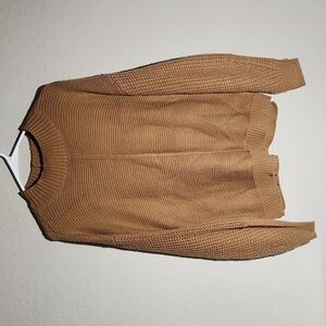 Magnolia Sweater Womens Size L Carmel Tan Fuzzies Crochet